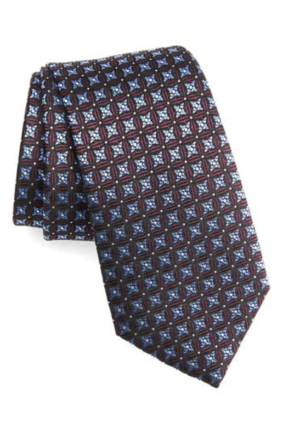 Duchamp Medallion Silk Tie In Burgundy