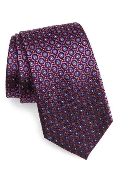 Duchamp Medallion Silk Tie In Fuchsia