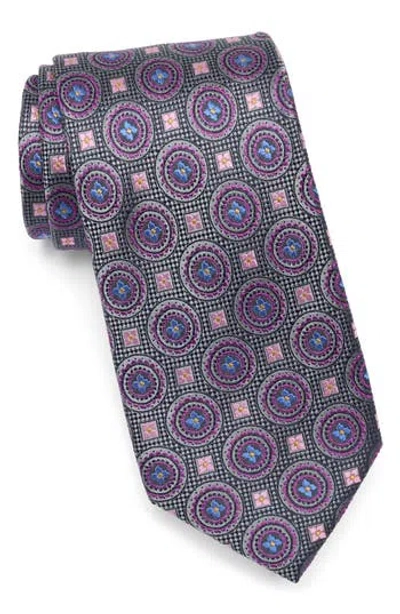 Duchamp Medallion Silk Tie In Multi