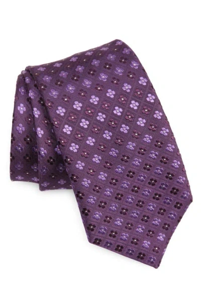 Duchamp Medallion Silk Tie In Purple