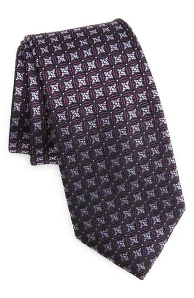 Duchamp Medallion Silk Tie In Purple