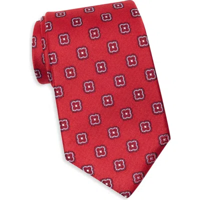 Duchamp Medallion Silk Tie In Red