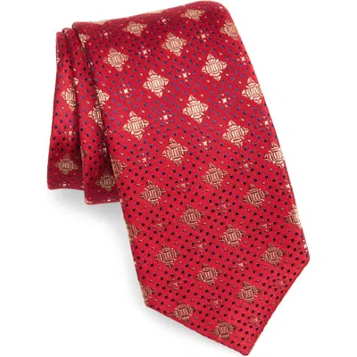 Duchamp Medallion Silk Tie In Red