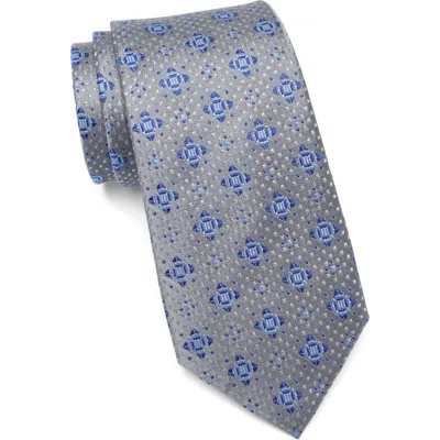 Duchamp Medallion Silk Tie In Silver
