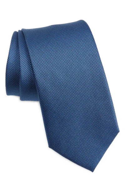 Duchamp Micro Neat Silk Tie In Blue