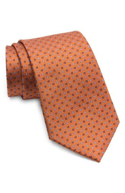 Duchamp Micro Neat Silk Tie In Orange