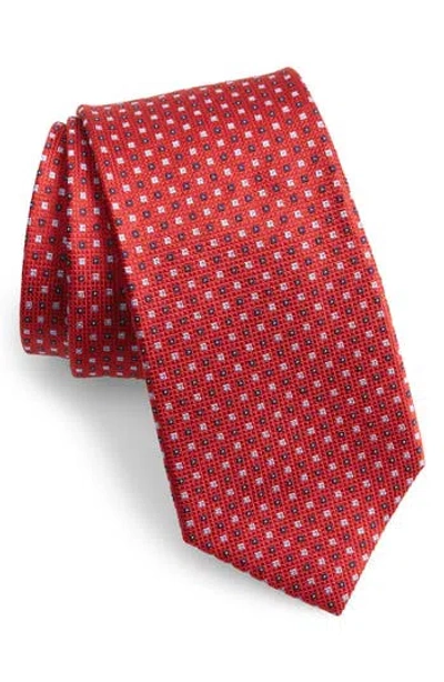 Duchamp Micro Neat Silk Tie In Red