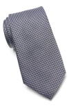 Duchamp Micro Pattern Silk Tie In Blue/ Grey