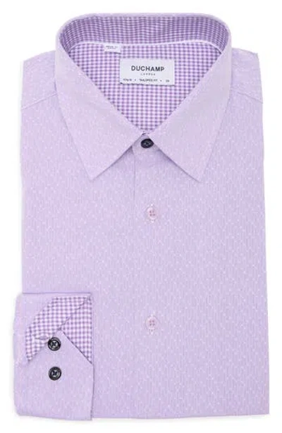 Duchamp Micro Print Long Sleeve Tailored Fit Shirt In Lilac
