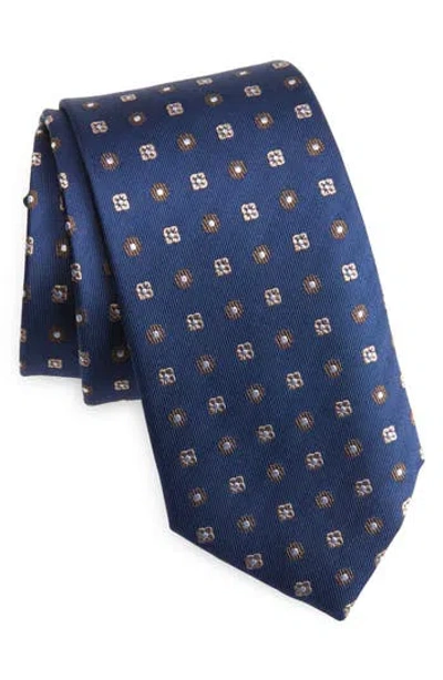 Duchamp Neat Geo Silk Tie In Navy