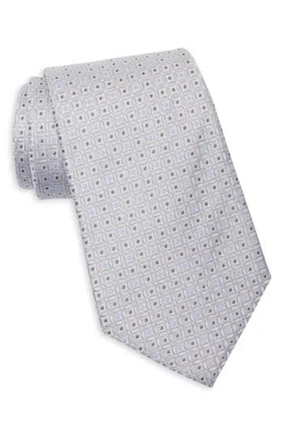 Duchamp Neat Geometric Silk Tie In Neutral
