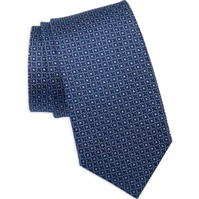 Duchamp Neat Silk Tie In Navy