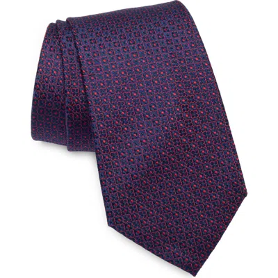 Duchamp Neat Silk Tie In Red