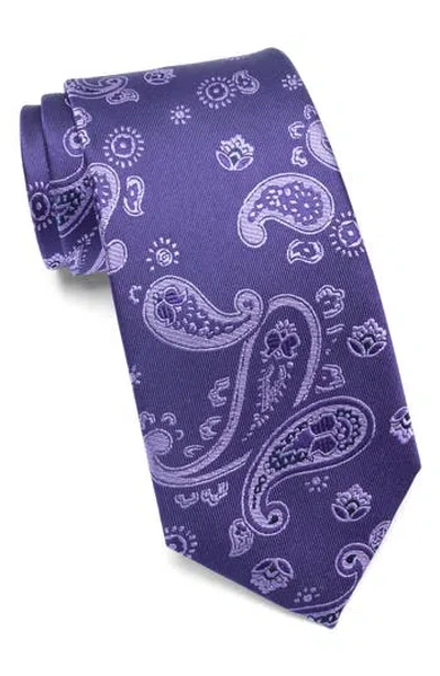 Duchamp Paisley Jacquard Silk Tie In Purple