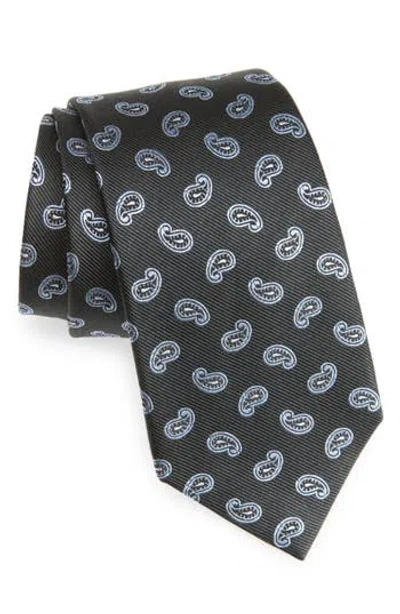 Duchamp Paisley Silk Tie In Black