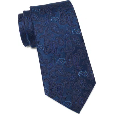 Duchamp Paisley Silk Tie In Blue