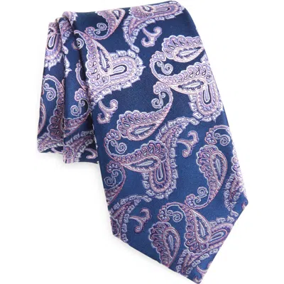 Duchamp Paisley Silk Tie In Navy