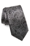 Duchamp Paisley Silk Tie In Silver