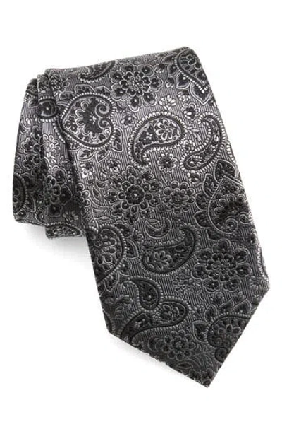 Duchamp Paisley Silk Tie In Silver