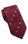 Duchamp Pattern Silk Tie In Burgundy