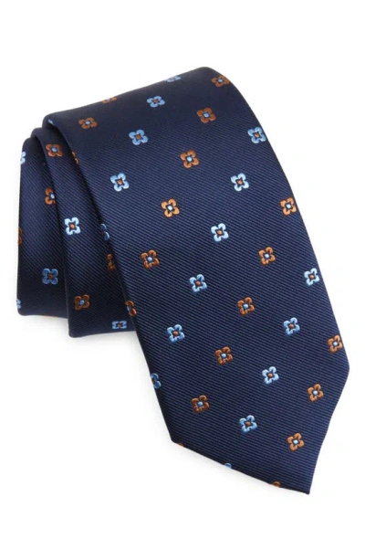 Duchamp Pattern Silk Tie In Blue