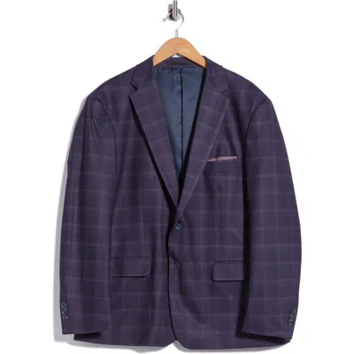 Duchamp Plaid Stretch Knit Sport Coat In Purple