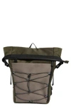Duchamp Ripstop Rubberized Rolltop Backpack In Green Taupe