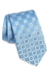 Duchamp Silk Medallion Tie In Light Blue