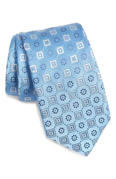 Duchamp Silk Medallion Tie In Light Blue
