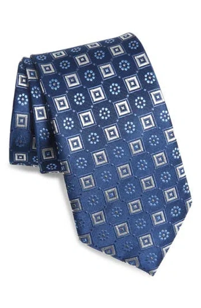 Duchamp Silk Medallion Tie In Navy