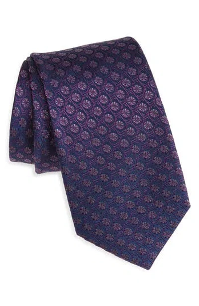 Duchamp Silk Medallion Tie In Purple