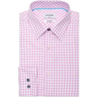 Duchamp Slim Fit Gingham Dress Shirt In Purple