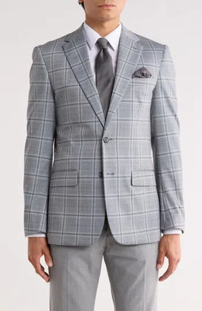 Duchamp Slim Fit Plaid Knit Sport Coat In Gray