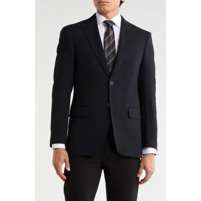 Duchamp Slim Fit Plaid Knit Sport Coat In Black