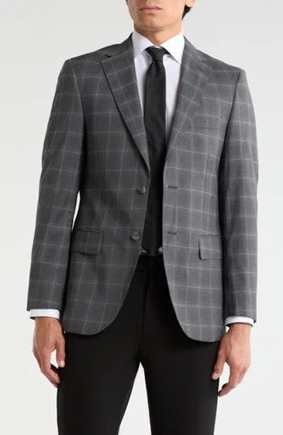 Duchamp Slim Fit Plaid Stretch Knit Sport Coat In Black
