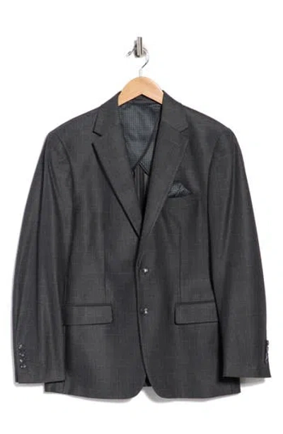 Duchamp Slim Fit Plaid Stretch Knit Sport Coat In Black