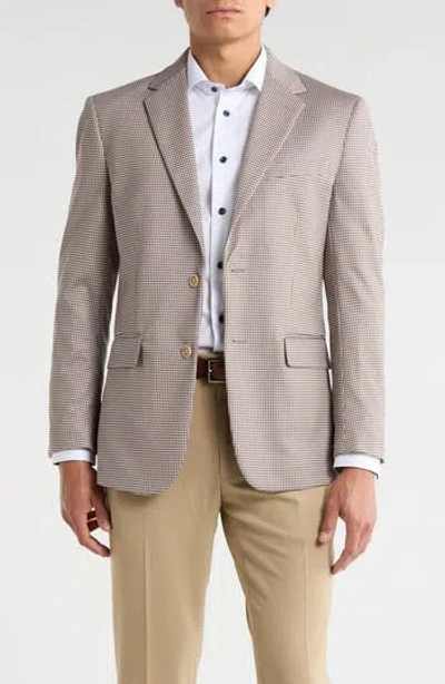Duchamp Slim Fit Plaid Stretch Knit Sport Coat In Brown