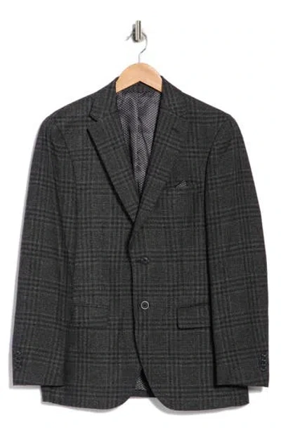 Duchamp Slim Fit Plaid Stretch Knit Sport Coat In Grey