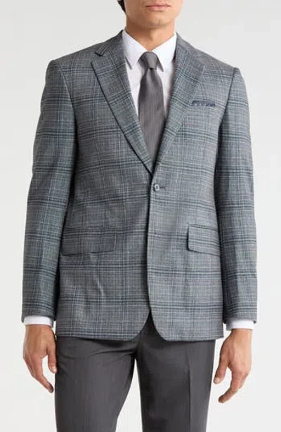 Duchamp Slim Fit Plaid Stretch Knit Sport Coat In Grey