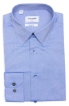 Duchamp Slim Fit Textured Stretch Cotton Dress Shirt In Blue