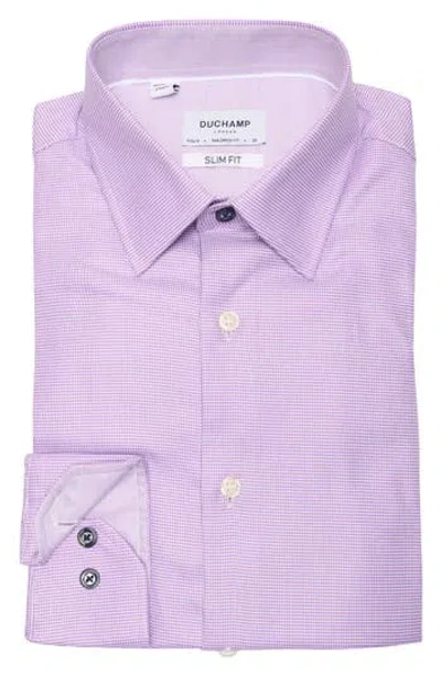Duchamp Slim Fit Textured Stretch Cotton Dress Shirt In Purple
