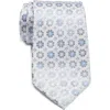 Duchamp Small Medallion Silk Tie In Silver