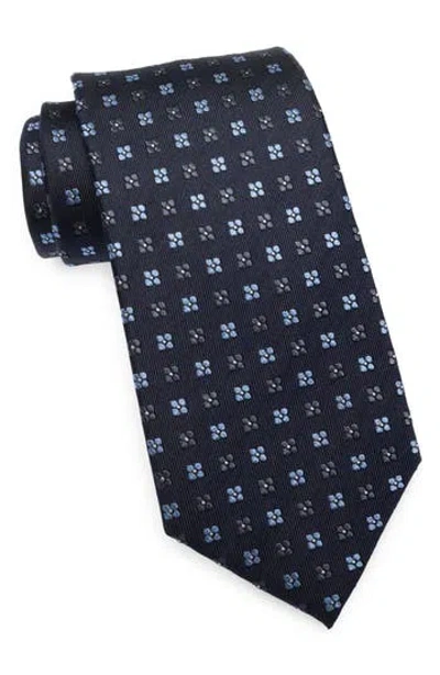 Duchamp Small Medallion Silk Tie In Blue