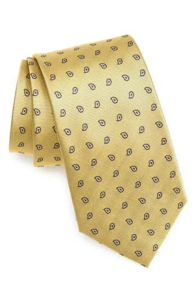 Duchamp Small Paisley Silk Tie In Gold