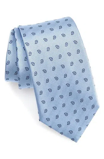 Duchamp Small Paisley Silk Tie In Light Blue