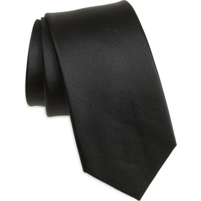 Duchamp Solid Silk Tie In Black