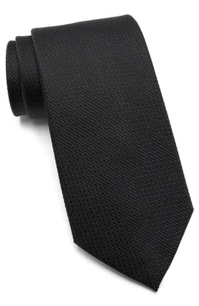 Duchamp Solid Silk Tie In Black