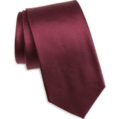 Duchamp Solid Silk Tie In Burgundy