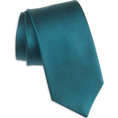 Duchamp Solid Silk Tie In Dark Green