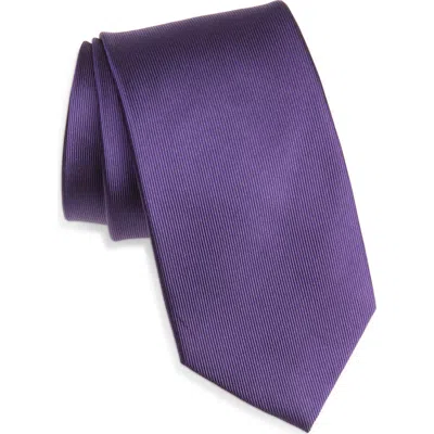 Duchamp Solid Silk Tie In Purple
